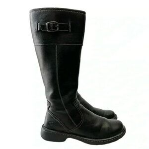 BORN Leather Riding Boots Tall Knee High Equestrian Buckle Black Size 6.5 EU37